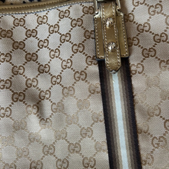 GUCCI GG Canvas Sherry Line Tote Bag Beige Black 139260 - Picture 5 of 16